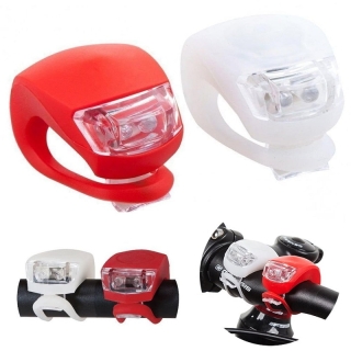 Feux de Vélo en silicone 2 LED - 3 Modes - Etanche - (Lot de 2: Rouge + Blanc)