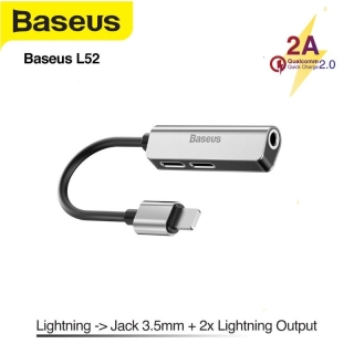 Adaptateur 3-en-1 Baseus L52 (Lightning mâle vers2 Lightning femelle + Audio 3,5 mm femelle)