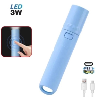 Mini Lampe Torche Rechargeable 3 Modes Zoomable Bleu clair