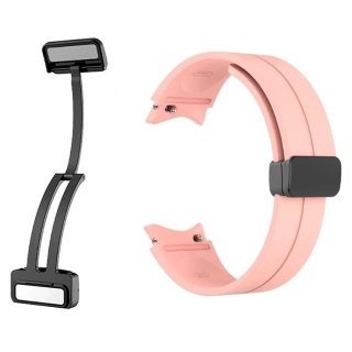 Bracelet de 20mm en Silicone Souple Avec Fermoir Magnétique pour Samsung Galaxy Watch 4&5&6 Rose