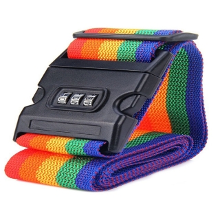 Ceinture de bagage avec cadenas à combinaison à 3 chiffres - couleur arc-en-ciel