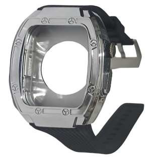 Bracelet avec Boîtier en acier inoxydable pour Apple Watch 45mm - Argent