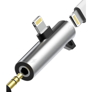 Adaptateur Lightning mâle vers Jack 3,5 mm femelle & port de charge Lightning femelle