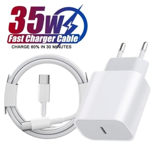 Chargeur Rapide USB-C PD 35W pour iPhone séries avec Câble USB-C vers USB-C 60W