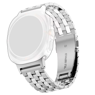 Bracelet 22 mm en Acier inoxydable pour montre connectée - Fermeture à fermoir papillon - Argent