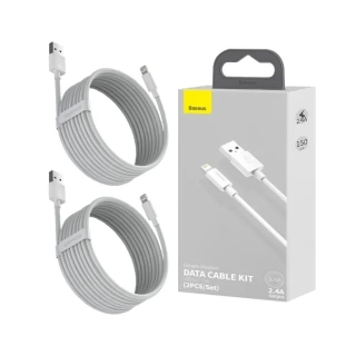 Lot de 2 Câbles USB vers iPhone 2.4A (1.5m) Charge Rapide et Transfert de Données