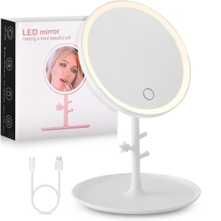Miroir de maquillage lumineux à 25 LED, 3 couleurs d'éclairage et luminosité réglable