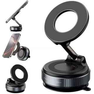 Support Magnétique pour Téléphone, Compatible avec Toutes les Surfaces Lisses, avec système de verrouillage rotatif-Noir