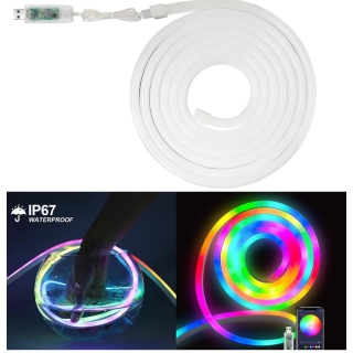 Ruban LED Néon RGB Bluetooth Waterproof IP67; 16 Millions de Couleurs RGB, 5 m