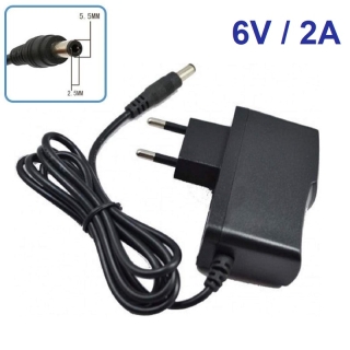Adaptateur secteur 6V/2A avec connecteur DC standard 5.5 X 2.5 mm