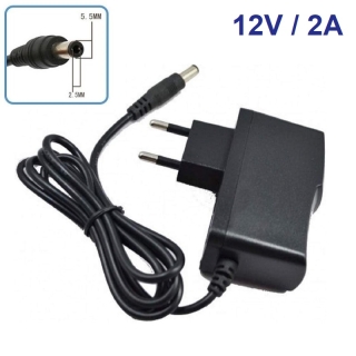 Adaptateur secteur 12V/2A avec connecteur DC standard 5.5 X 2.5 mm