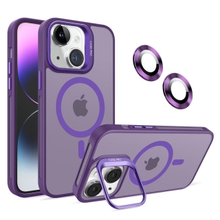 Coque pour iPhone 14 avec 2 Lentilles de caméra et Support invisible - Violet