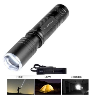 Mini lampe Torche Ultra-Lumineuse pour camping, 3 Modes d'éclairage, Zoomable et Rechargeable