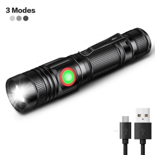 Mini lampe Torche Ultra-Lumineuse pour camping, 3 Modes d'éclairage, Zoomable et Rechargeable