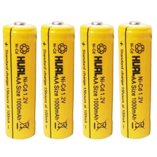 4 Piles Rechargeables Ni-Cd AA 1.2V 1000 mAh