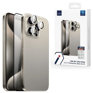 Glass pour iPhone 15 Pro Max avec lentille de protection de camera WIWU Combo Duo 2 en 1