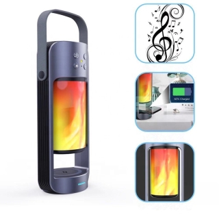 Haute parleur Bluetooth 10W avec fonction chargeur sans fil et lumière flamme