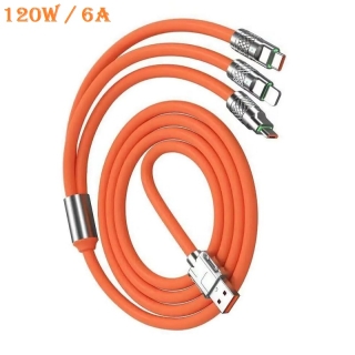 Câble de Charge Rapide 3-en-1 (Micro USB, iOS, Type-C) 120W & 6A