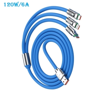 Câble de Charge Rapide 3-en-1 (Micro USB, iOS, Type-C) 120W & 6A