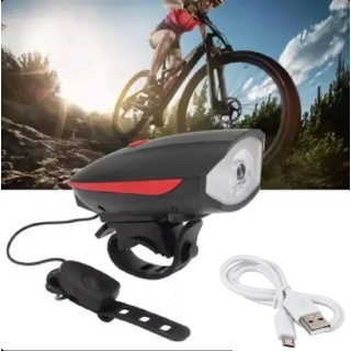 Éclairage avant de vélo rechargeable avec klaxon - 3 modes de Lumière
