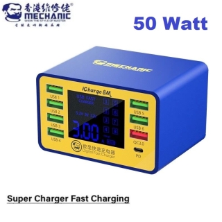 Station de charge rapide numérique 50W MECHANIC iCharge 8M, 8 ports de recharge intelligents
