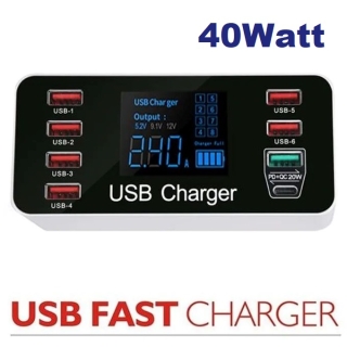 Station de Charge Rapide 40W à 8 Ports - Affichage Numérique (WLX-A9+)