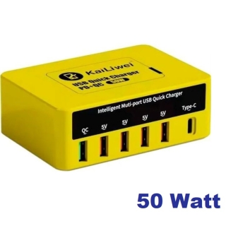Station de Charge Rapide 50W à 6 Ports Ports - Affichage Numérique