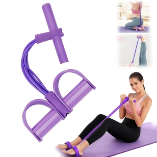 Bande de Résistance Musculation 4 Tubes avec Pédale - Violet