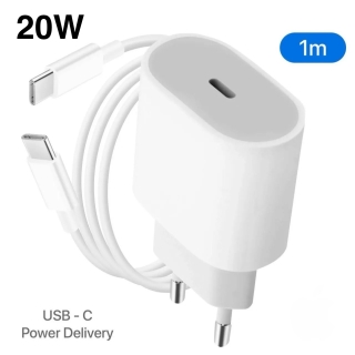 Chargeur Rapide 20W Type C Avec Câble 1M Blanc