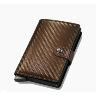 Portefeuille & Porte-Cartes Intelligent 2 en 1 En Aluminium Métallique - Marron
