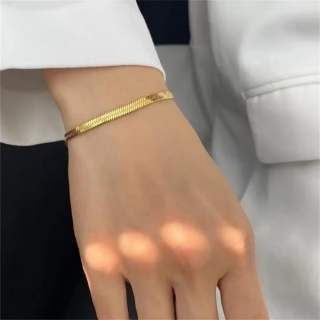 Bracelet Chaîne Plate Doré en Stainless Steel