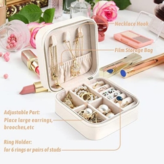 Boîte à Bijoux Cuir PU Portable Pour Rangement Anneaux & Colliers & Boucles
