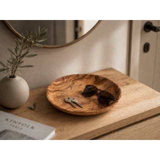 Plateau circulaire bois d'olivier 24 cm