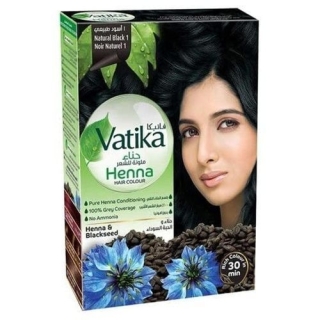 Vatika Henna Coloration Cheveux Haba Souda Noir Naturel Pack de 6x10 grammes