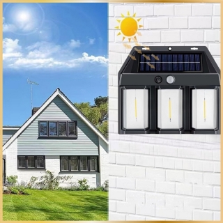 Éclairage Solaire Mural à 3 LED avec Détection de Mouvement