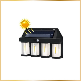 Applique Murale Solaire Extérieure 4 Lampes LED avec Détecteur de Mouvement