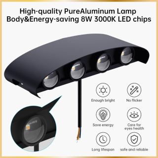 Applique Murale LED 8W IP65 Lumière Chaude 3000K