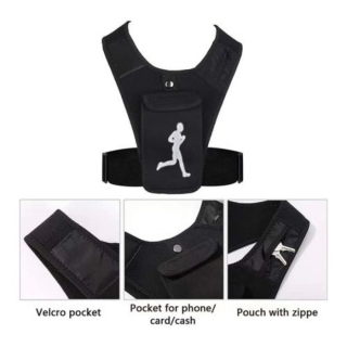 Gilet De Course Respirant Avec Poche De Téléphone Ajustable Unisexe