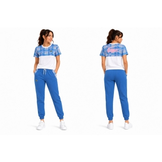 Ensemble Pull & Pantalon Bleu avec Logo Rose
