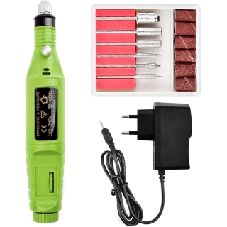 Ponceuse Électrique pour Ongle 6en1 Stylo pour Manucure & Pédicure Vert