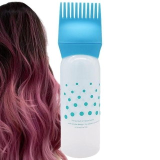 Bouteille avec Peigne en Plastique pour Teinture des Cheveux Bleu