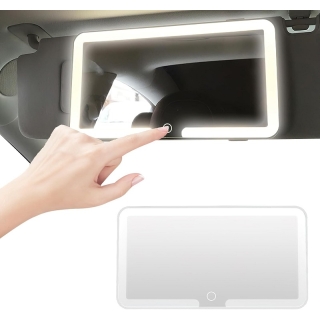 Miroir de Maquillage Lumineux pour Voiture avec 3 Modes d'éclairage et Luminosité Réglable