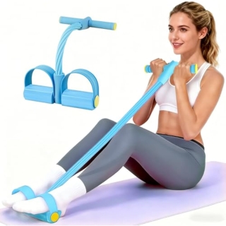 Bande de résistance à 4 tubes et 2 pédales - Bleu