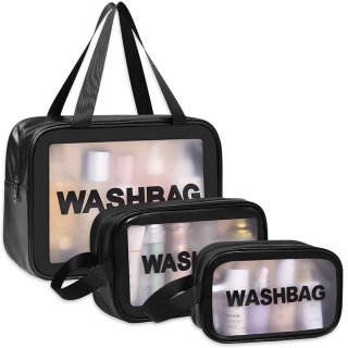 Trousse de Maquillage semi-transparente et imperméable - lot de 3 Trousses en 3 tailles différentes