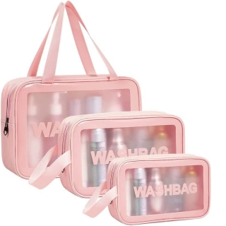 Trousse de Maquillage semi-transparente et imperméable - lot de 3 Trousses en 3 tailles différentes