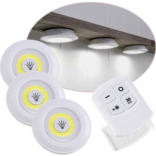 Lot De 3 Spots Led Sans Fils Avec Télécommande