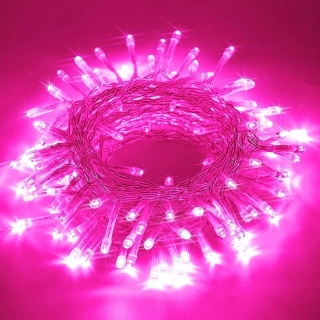 Guirlande de Fête Lumineuse Décoratif Rose 10 mètres