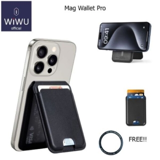 Porte-Cartes Magnétique en Cuir PU avec Support de Téléphone Réglable