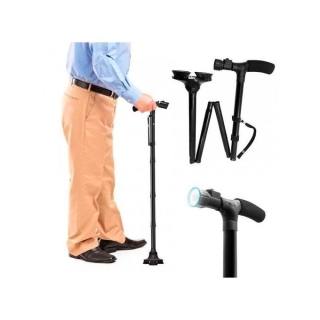 Canne Magique Pliable Réglable Avec Lampe Torche Et 4 Ventouses