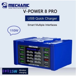 Station de Charge Ultra Rapide Numérique 110W à 8 Ports & Chargeur Sans Fil Qi 15W
